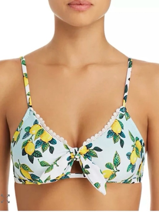 Nanette Lepore Other - NWT Nanette Lepore Yellow Lemon Print Bikini Top on Light Blue